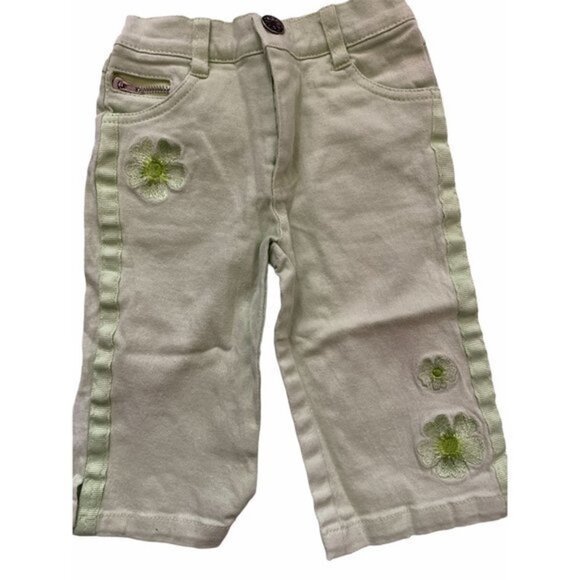 Baby Girls Size 12 Months Green Jeans Floral - Picture 2 of 4